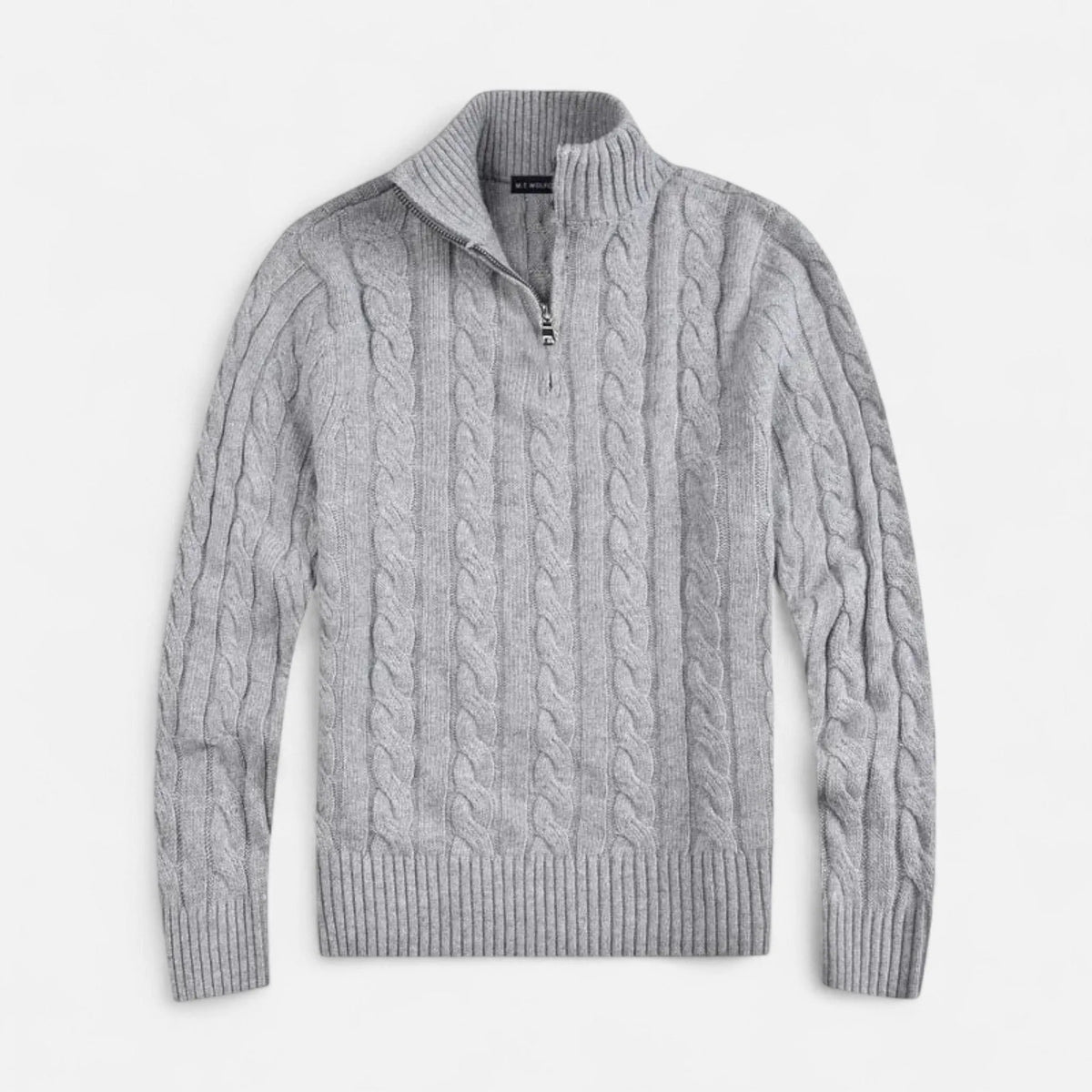 Homixa men's cable-knit half-zip sweater in navy, featuring a textured knit pattern and a classic collar for casual style.