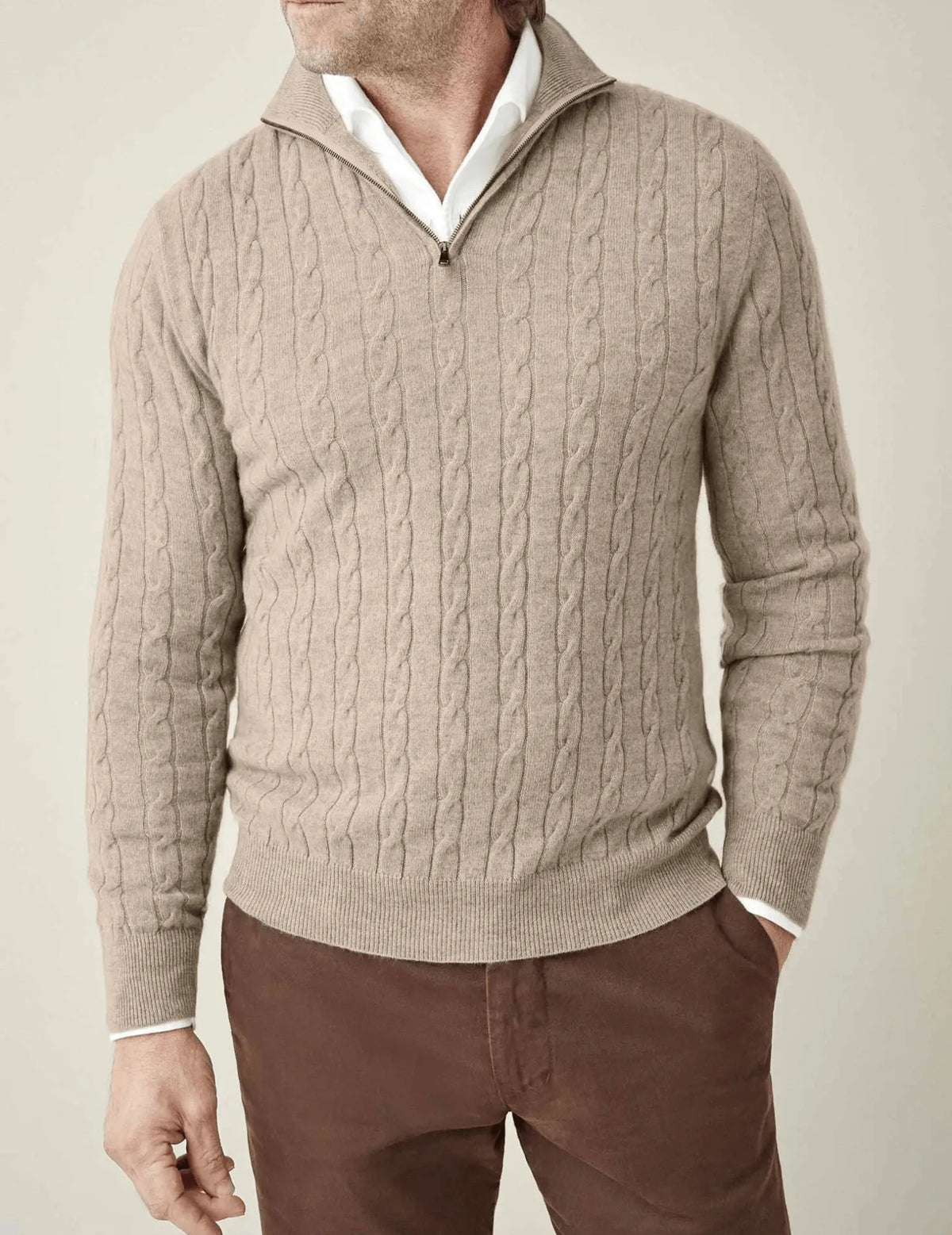 Homixa men's cable-knit quarter-zip sweater in navy, featuring a textured knit pattern and a high collar for casual style.