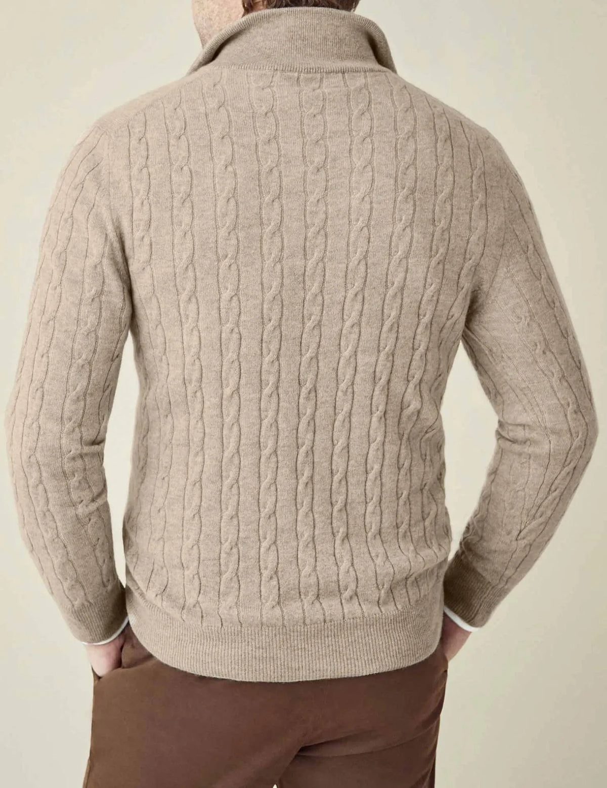 Homixa men's cable-knit quarter-zip sweater in navy, featuring a textured knit pattern and a stand collar.