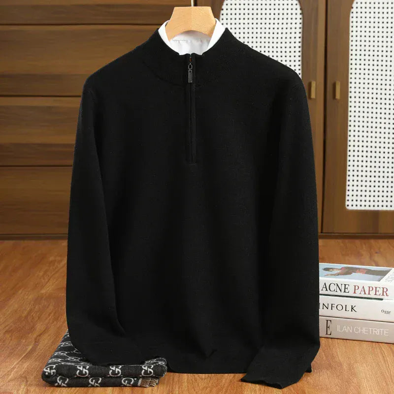 Lavana men's half-zip mock neck sweater, smart casual cardigan in a cozy knit fabric, suitable for versatile everyday wear.