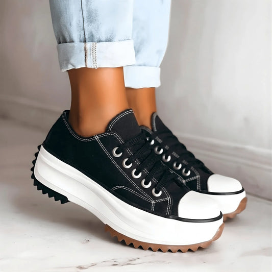 Homixa women's orthopedic shoes with chunky knit design, lace-up style, and platform sole for comfortable support.