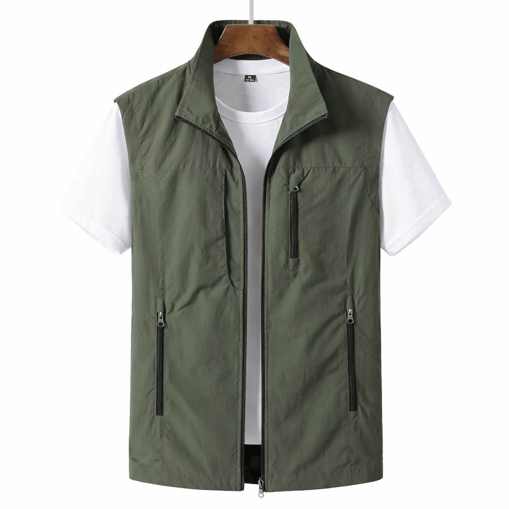 Homixa Owen men's multi-pocket summer vest featuring multiple pockets and lightweight fabric, ideal for casual outdoor wear.