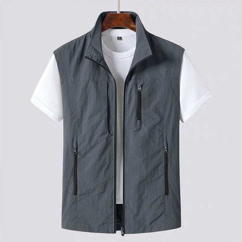 Homixa Owen men's multi-pocket summer vest with multiple storage pockets, lightweight fabric, and casual style for warm weather.
