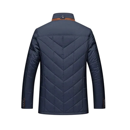 Homixa unisex quilted jacket with padded polyester construction, ideal for cold weather and cozy winter wear.