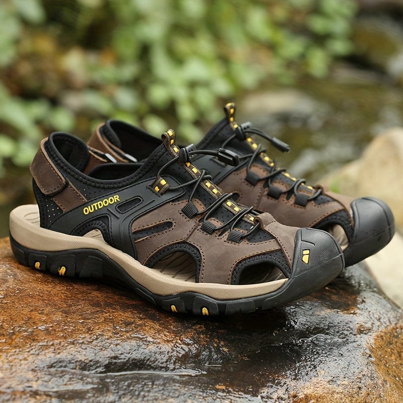 Homixa Ridge men's closed-toe hiking sandals with adjustable straps and rugged soles, ideal for outdoor adventures.