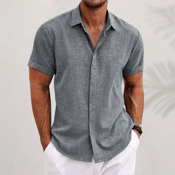 Homixa Theo men's relaxed button-up shirt in lightweight fabric, featuring a casual fit and classic collar style.