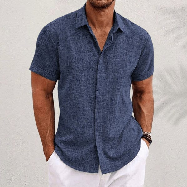 Homixa Theo men's relaxed button-up shirt, lightweight fabric, casual fit, in classic design with a collar and button closure.