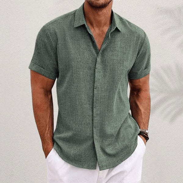 Homixa Theo men's relaxed button-up shirt in casual fabric, shown in a neutral color with a classic collar and front button closure.