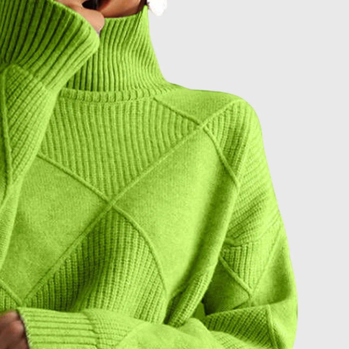 Homixa women's turtleneck sweater with a geometric pattern, cozy knit design, perfect for stylish winter wear.