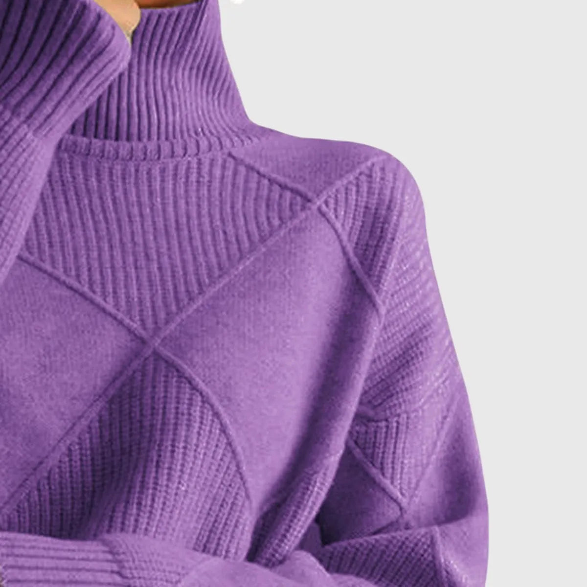 Homixa women's turtleneck sweater with geometric pattern, cozy knit design and long sleeves, perfect for stylish winter wear.