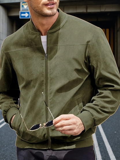 Homixa men's zip-up jacket with tailored fit and zip-front closure, shown in a stylish, casual design.