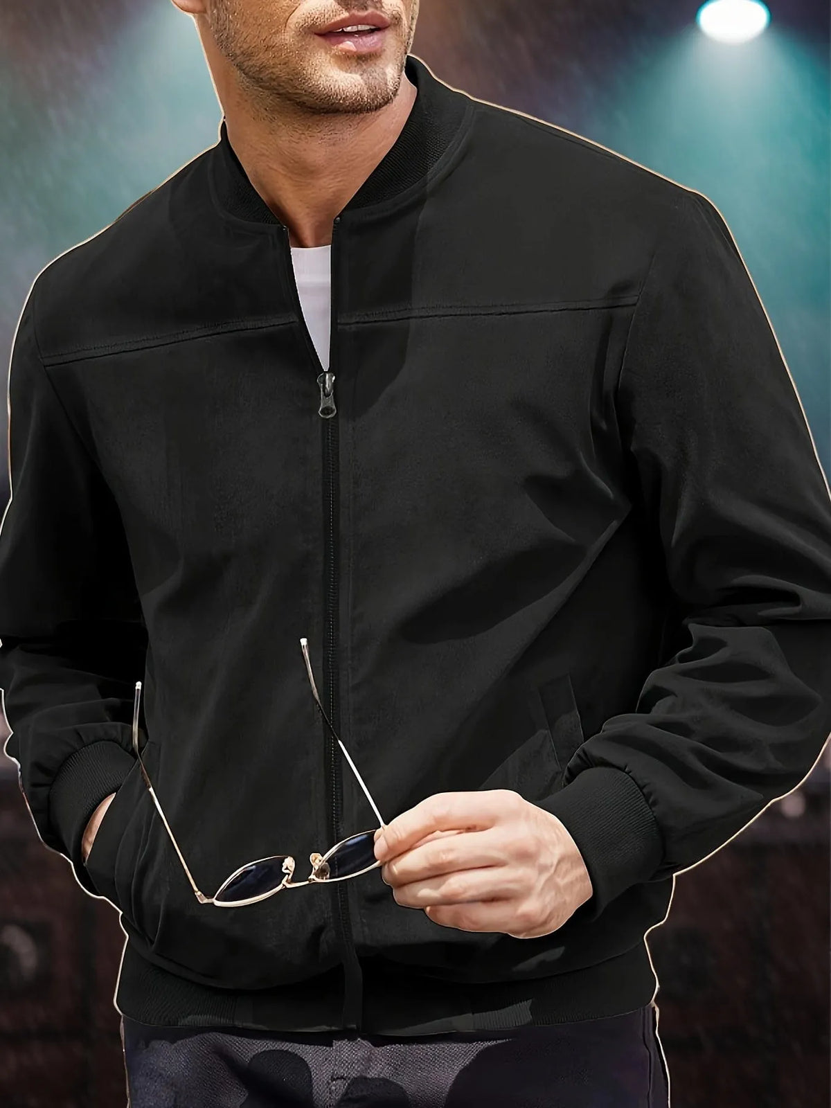 Homixa men's zip-up jacket with a tailored fit and zip-front design, showcasing a sleek, modern style.