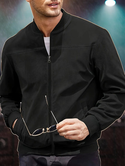 Homixa men's zip-up jacket with a tailored fit and zip-front design, showcasing a sleek, modern style.