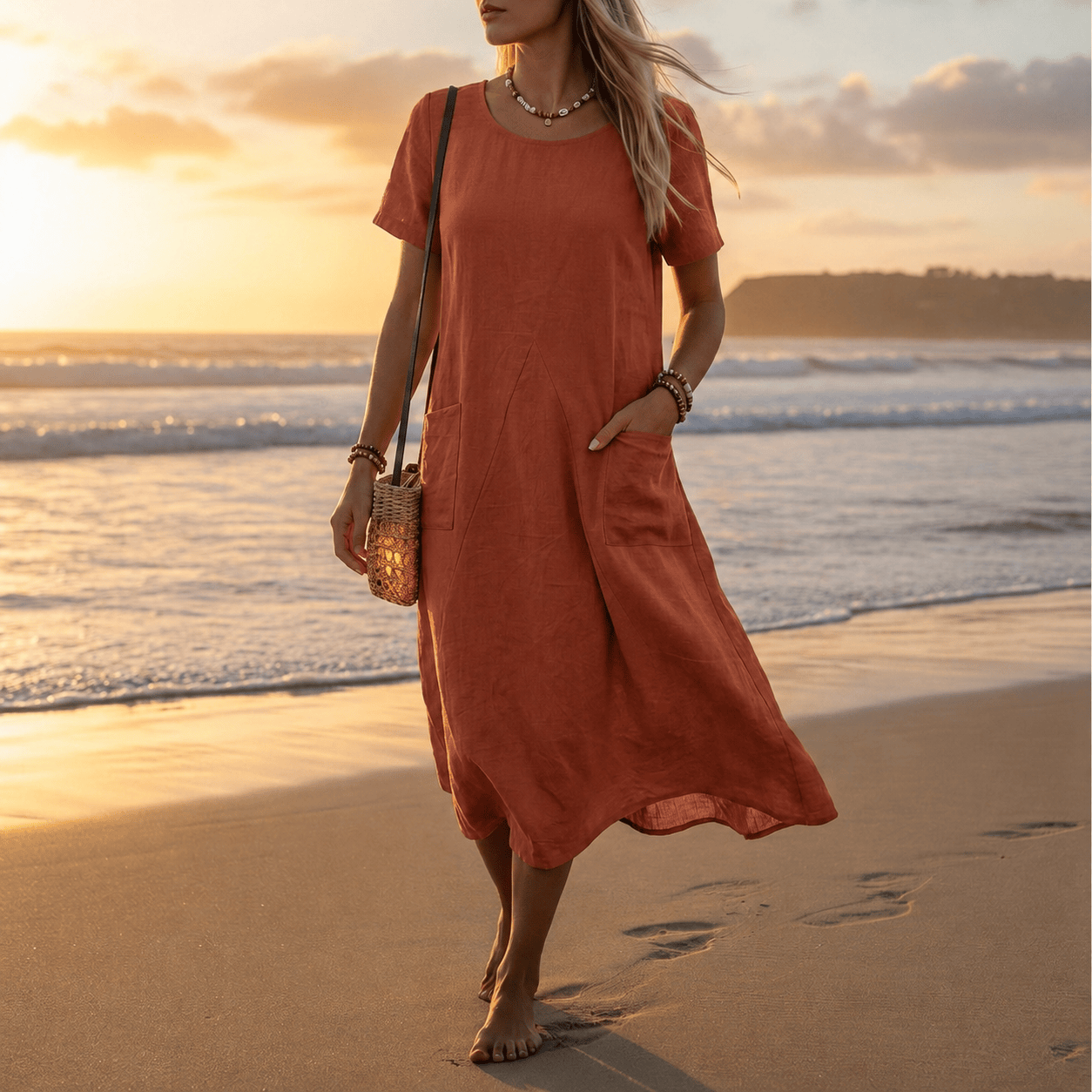 Hondarribia | Women's Short-Sleeve Pocket Midi Dress - product image 1