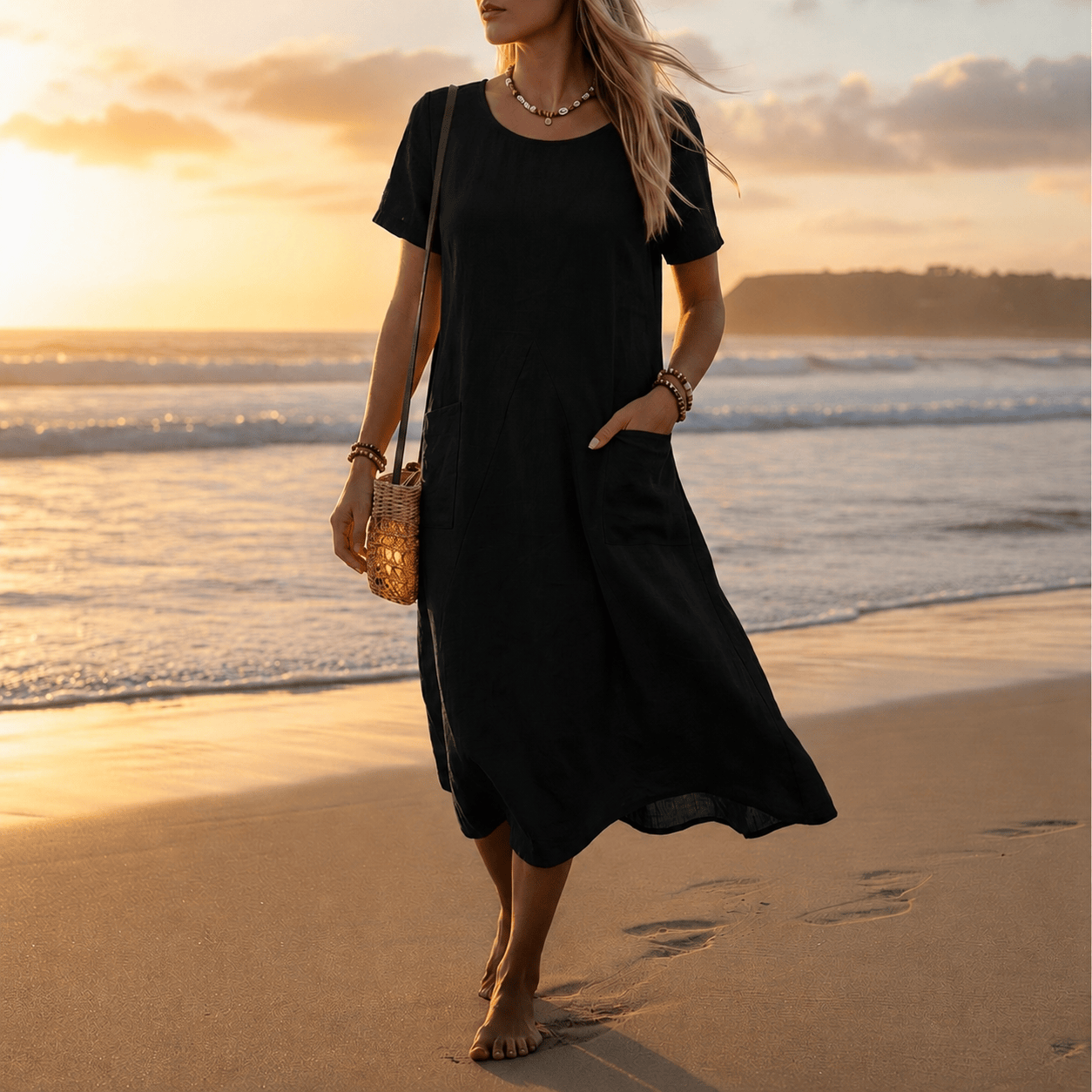 Hondarribia | Women's Short-Sleeve Pocket Midi Dress - product image 2