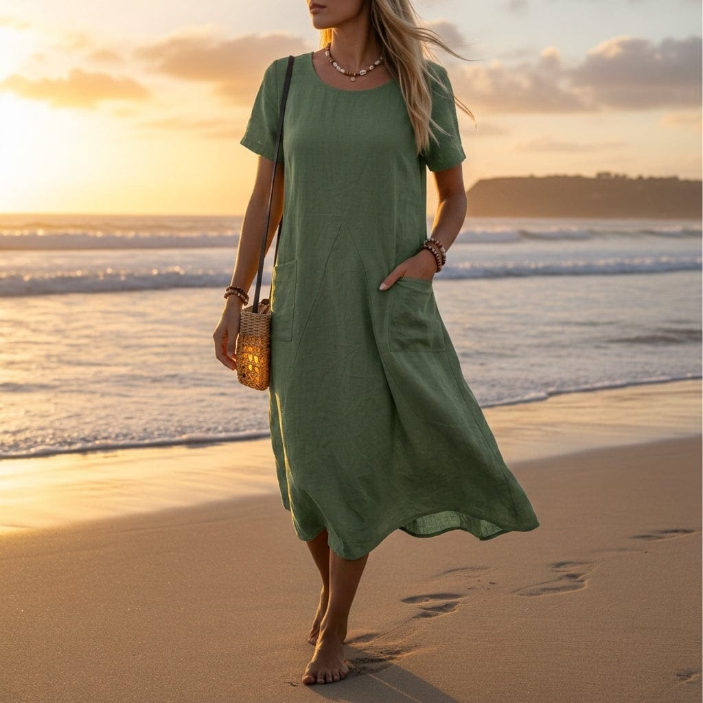 Hondarribia | Women's Short-Sleeve Pocket Midi Dress - product image 3