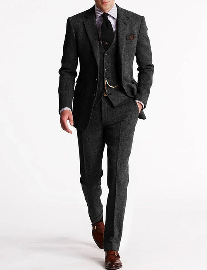 Homixa Avesene two-piece tweed tuxedo suit with tailored jacket and flat-front trousers, stylish formal pant suit for women