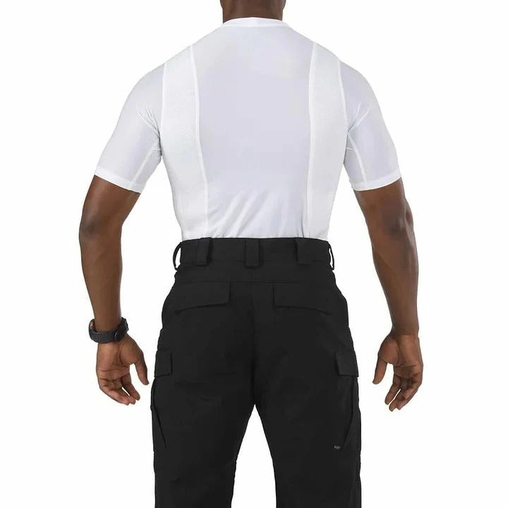 Homixa Caedora men's fitted compression dress shirt with mesh panels and dual concealed pockets, shown in a sleek, fitted design.