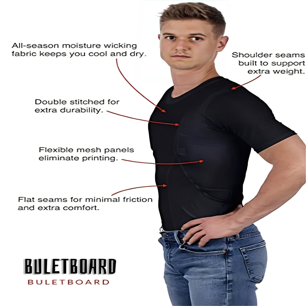 Homixa men's fitted compression shirt with mesh panels and dual concealed pockets, designed for active wear and comfort.