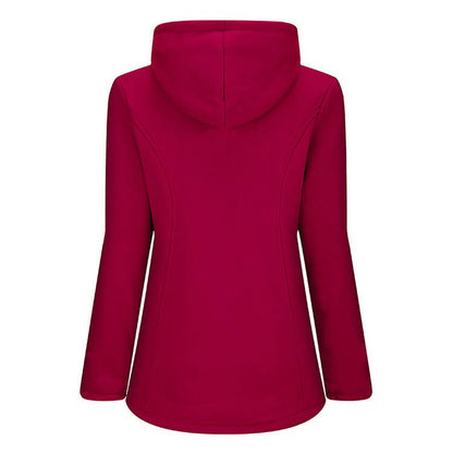 Homixa Belmira women's Sherpa-lined hooded duffle coat with toggle front and patch pockets, showcasing cozy winter style.