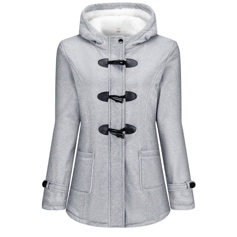 Homixa Belmira women's Sherpa-lined hooded duffle coat with toggle front and patch pockets, warm puffer jacket for cold weather.