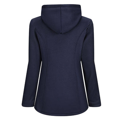 Homixa Belmira women's sherpa-lined hooded duffle coat with toggle front and patch pockets, perfect for cold weather.