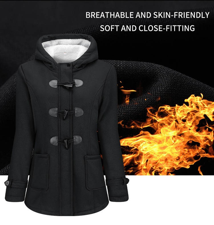 Homixa Belmira women's sherpa-lined hooded duffle coat with toggle front and patch pockets, puffer style, warm winter outerwear
