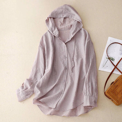 Women's lightweight button hoodie from Olive & Evy featuring a casual hooded sweatshirt design with button accents for daily comfort.