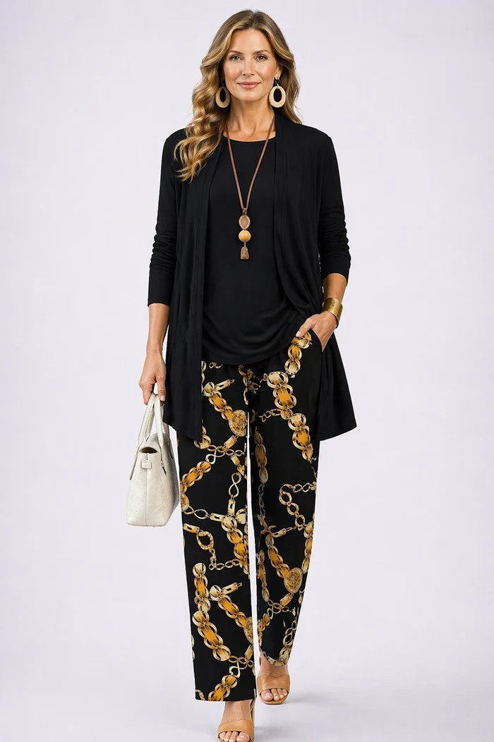 Iris | Women's Leaf-Print Long-Cardigan 3-Piece Pant Set - product image 11