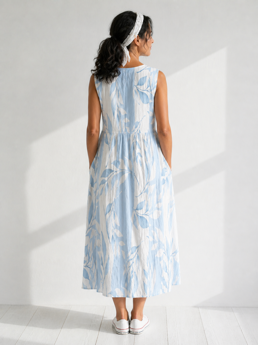Joy | Women's Leaf-Print Sleeveless Pocket Midi Dress - product image 3