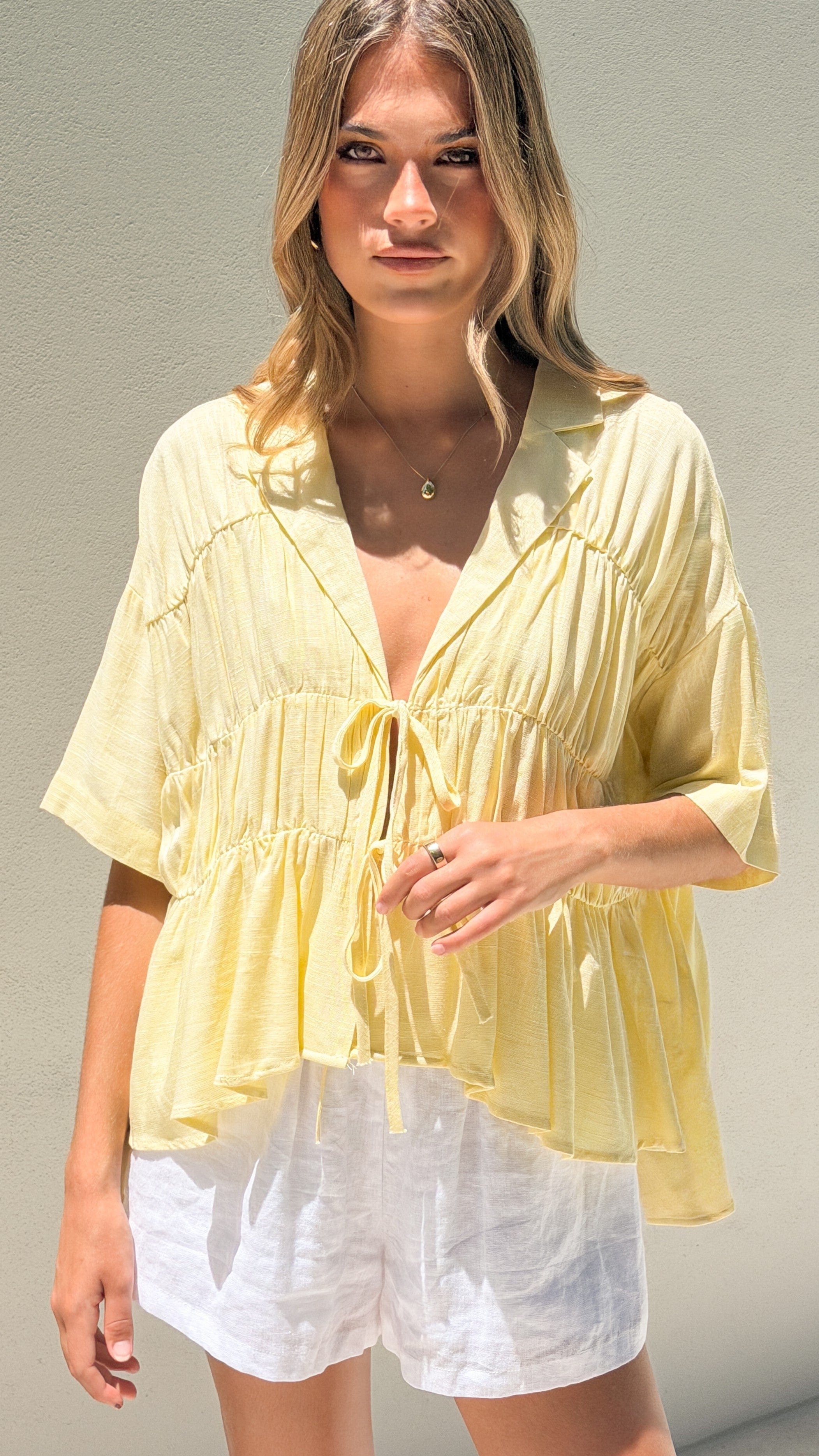 Kailey | Women's Tie-Front Short-Sleeve Peplum Blouse - product image 6