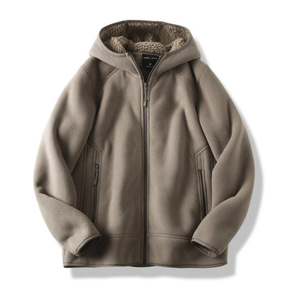 Creston fleece hoodie in khaki color by Jack Hafford, featuring a cozy fleece fabric and a casual, comfortable fit.