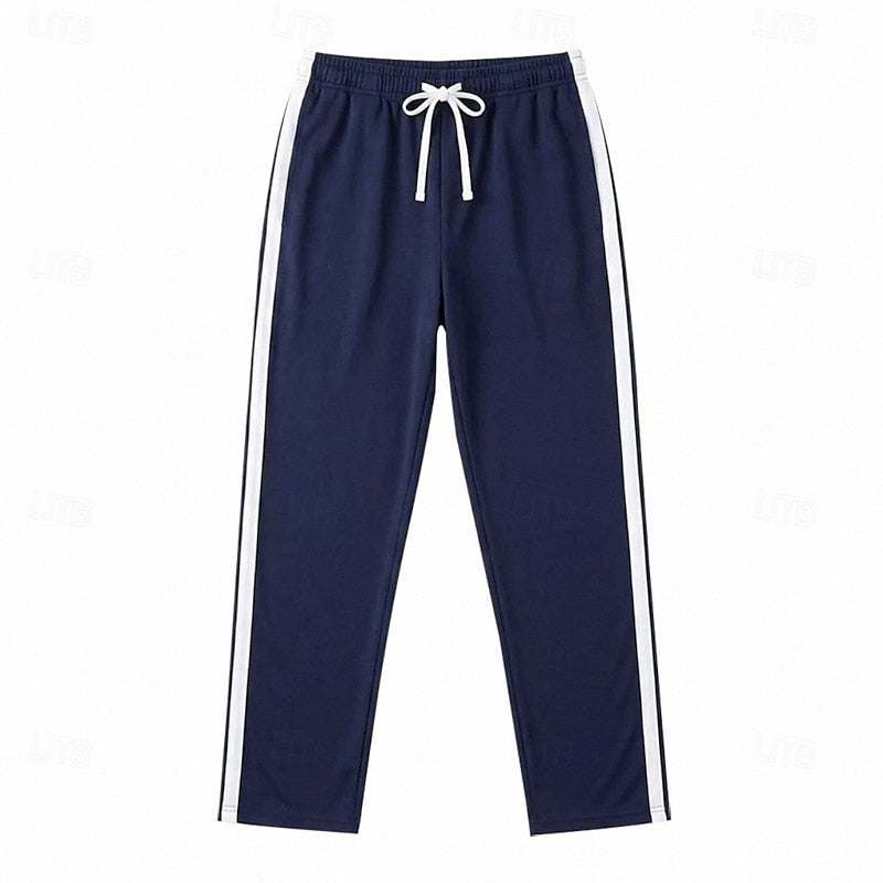 Harper & Wells Damian relaxed side-stripe sweatpants in soft fabric, featuring comfortable fit and stylish side stripe detailing.