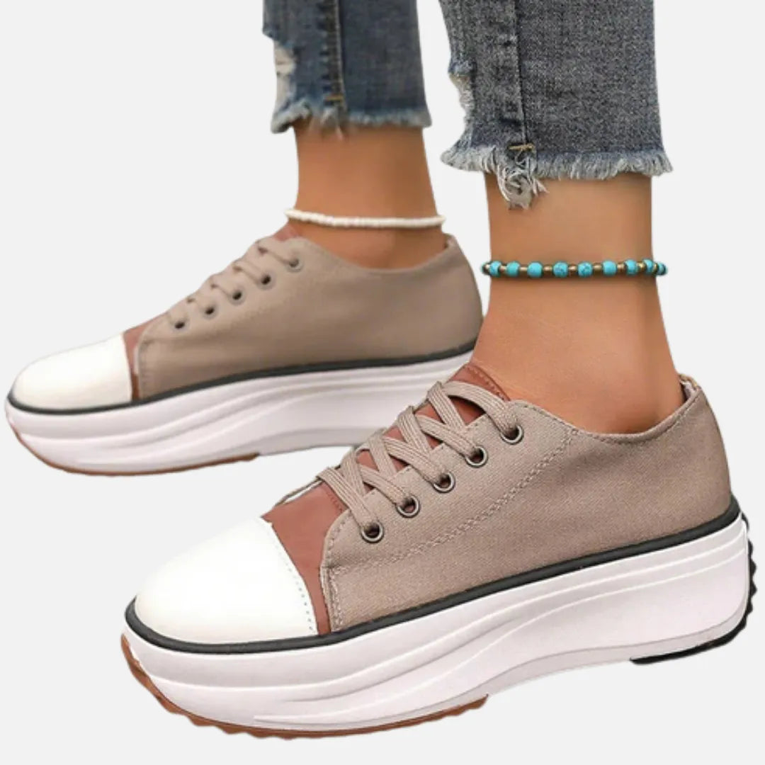 Homixa women's lace-up platform sneakers with thick rubber soles and stylish design, perfect for casual and trendy outfits.