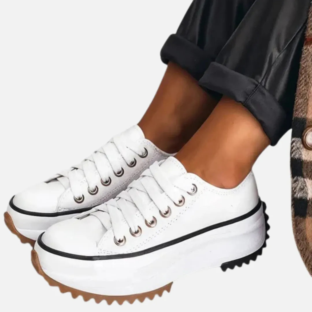 Homixa Women's Lace-Up Platform Sneakers with chunky soles, stylish design, and comfortable fit.