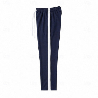 Harper & Wells Damian relaxed side-stripe sweatpants in neutral fabric, featuring comfortable fit and stylish side stripe details.