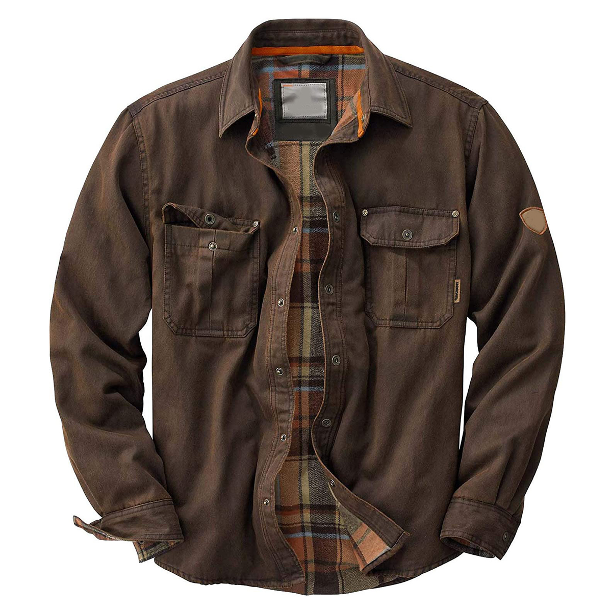 Homixa Bellune men's waxed trucker jacket with plaid lining, chest pockets, and point collar, featuring durable waxed cotton fabric.