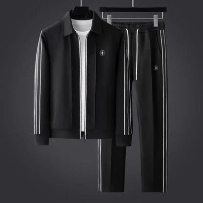Men's breathable Lycra track suit with zip-up jacket and matching joggers, stylish athletic wear by Homixa.