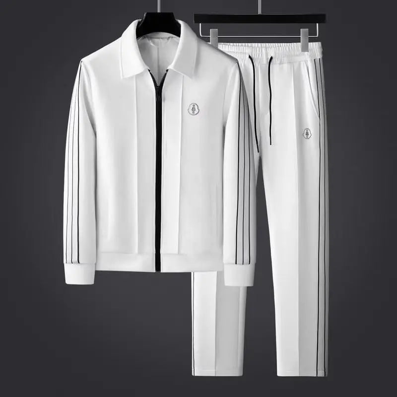 Men's breathable Lycra track suit with zip-up jacket and matching joggers, stylish athletic wear by Homixa