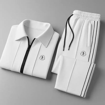 Men's breathable Lycra track suit with zip-up jacket and matching joggers, stylish and comfortable activewear by Homixa.