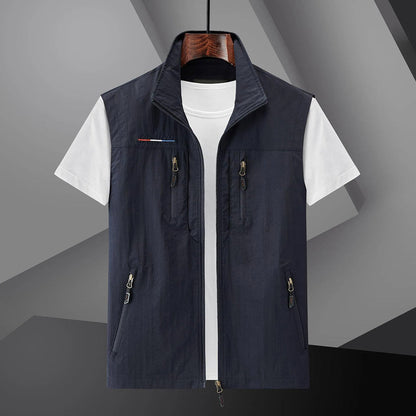 Men's Homixa casual utility vest with multiple functional pockets and a relaxed fit, displayed on a model.
