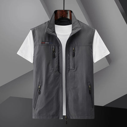 Men's casual utility vest by Homixa with multiple functional pockets, relaxed fit, and durable fabric, suitable for outdoor and everyday wear.
