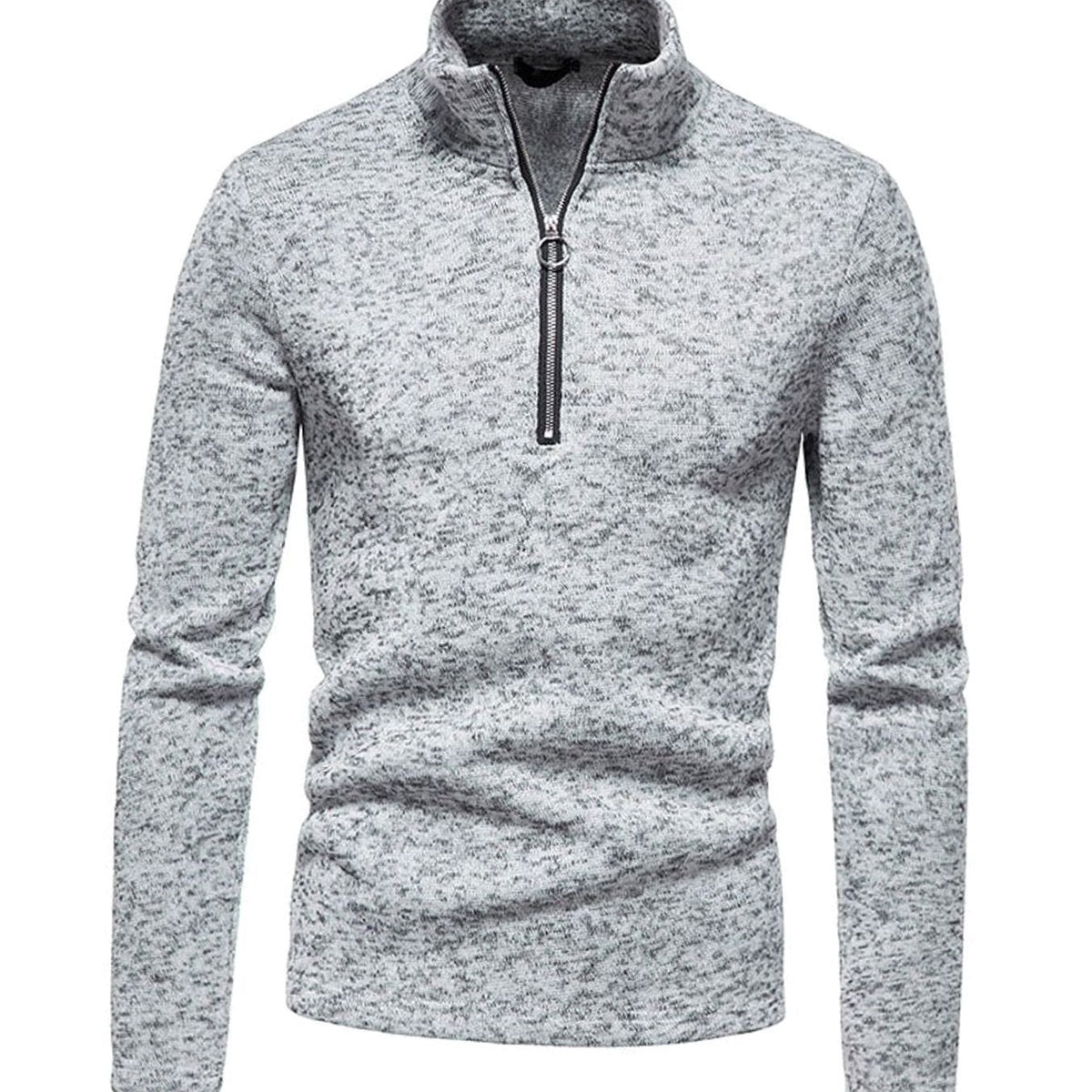 Men's Homixa knit quarter-zip sweater with stand collar, perfect for fall and winter, featuring a regular fit and cozy design.