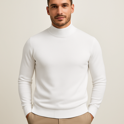 Homixa men's fitted ribbed-knit turtleneck sweater with long sleeves, perfect for layering and casual wear.