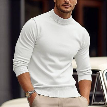 Men's fitted ribbed-knit turtleneck sweater by Homixa with long sleeves, ideal for layering and casual wear.