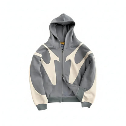 Homixa men's full-zip graphic hoodie with long sleeves and a relaxed fit, featuring bold graphic design on the front.