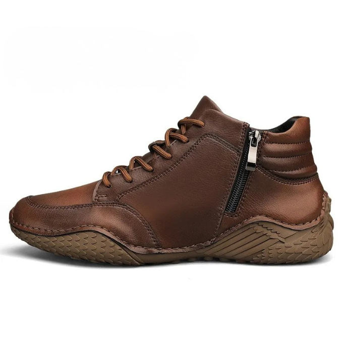 Homixa men's lace-up ankle boots with side zipper, round toe, and comfortable fit, showcasing stylish men's shoes boots.