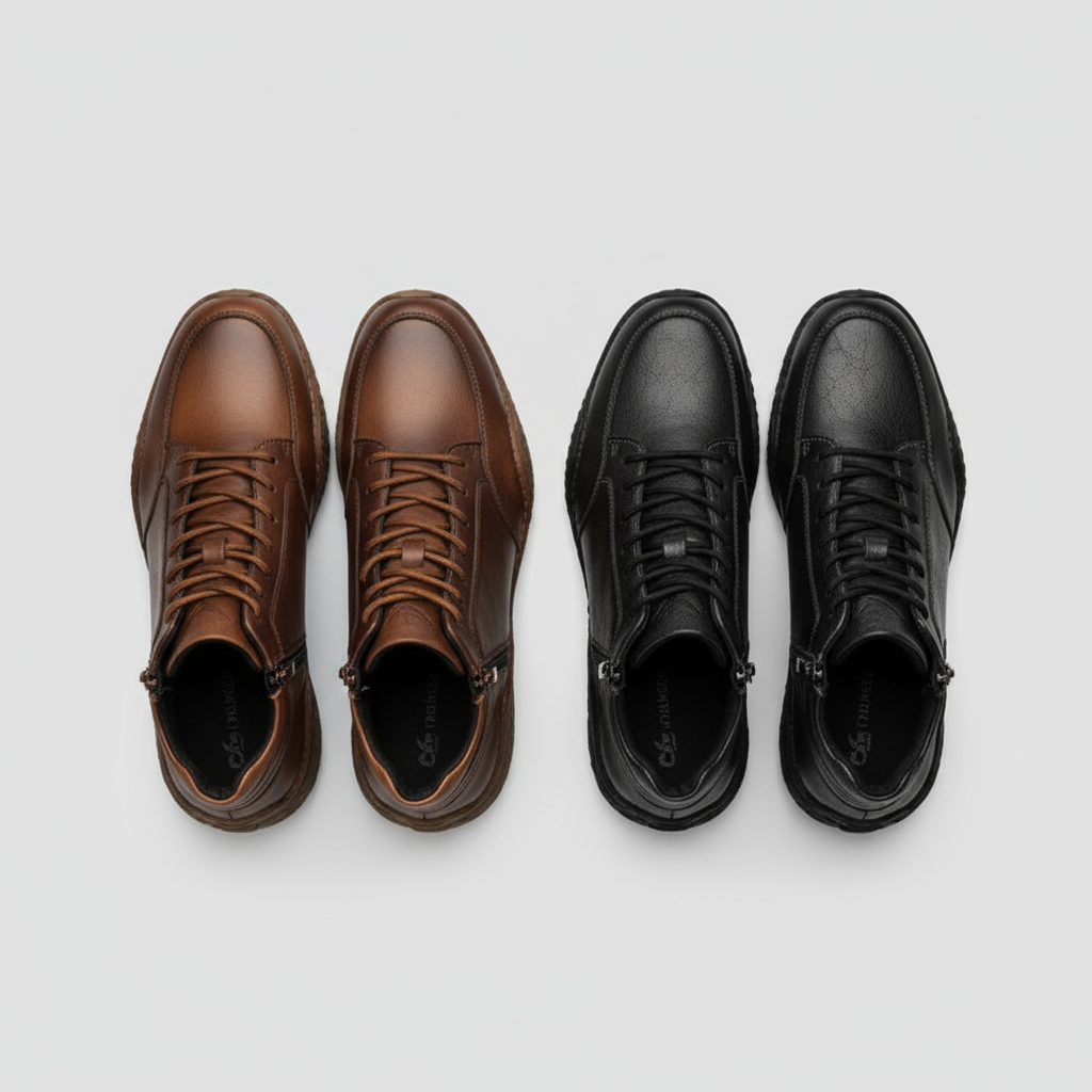 Homixa men's lace-up ankle boots with side zipper, round toe, and comfortable fit, styled for casual wear.