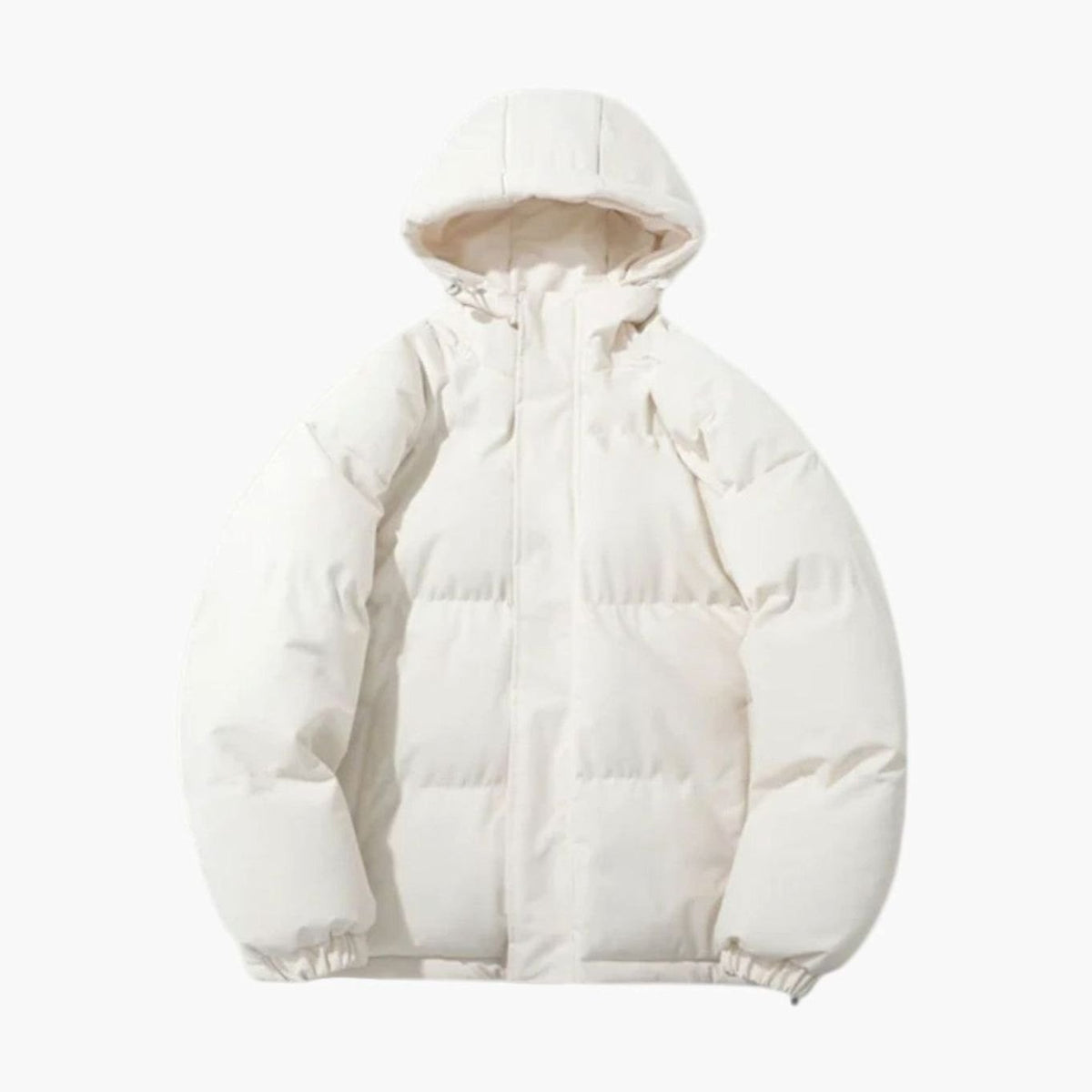 Men's oversized quilted hooded puffer jacket by Homixa with side-zip hem adjusters, featuring a zip-up front and padded design.
