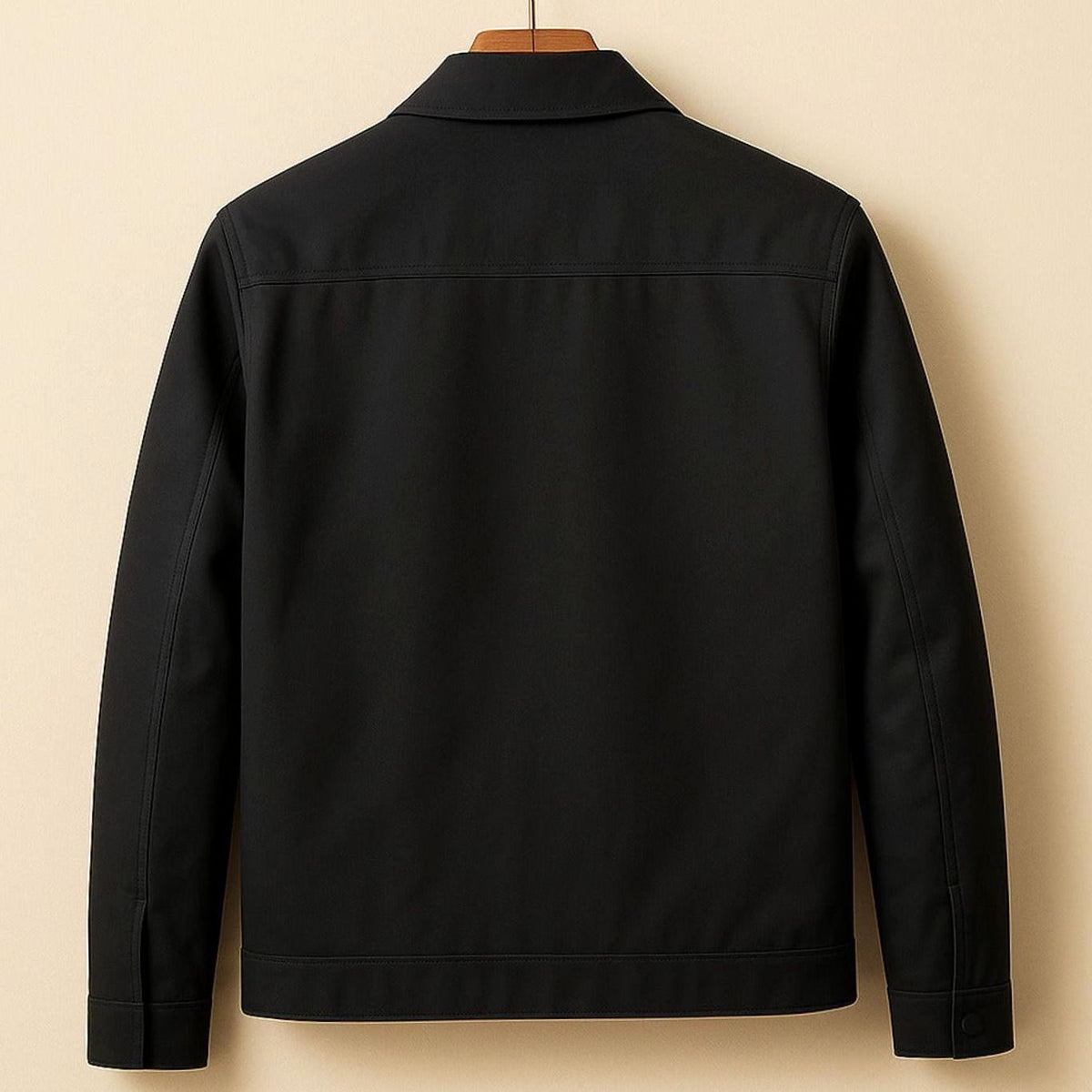 Men's plaid-lined Harrington bomber jacket by Homixa with zip front and shirt collar, displayed on a hanger.